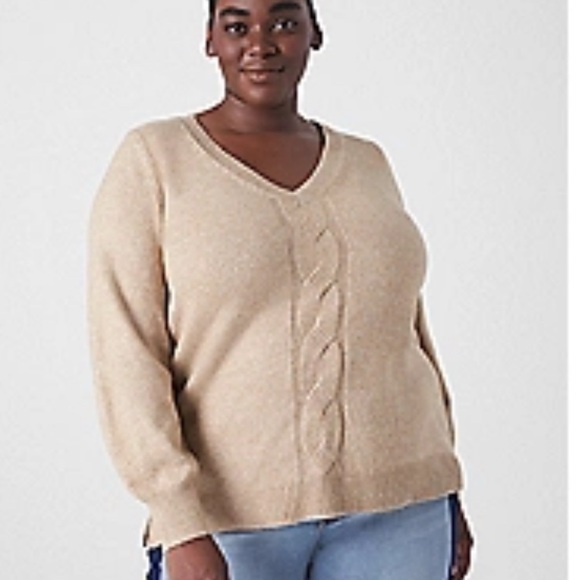 Lane Bryant Classic Tunic Pullover Cable Knit Sweater - Picture 1 of 7